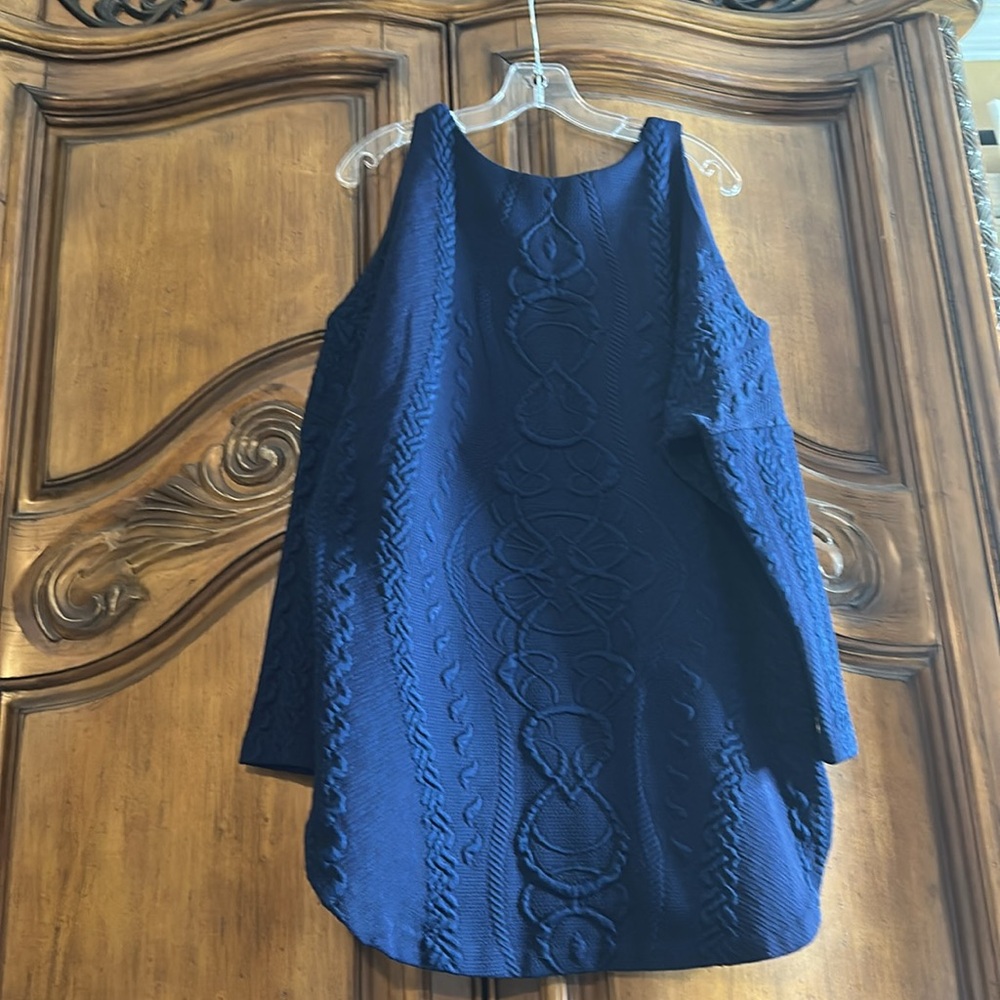 Amanda Uprichard Sapphire Navy Jacquard Cold Shoulder Long Sleeve Sweater/ Dress
